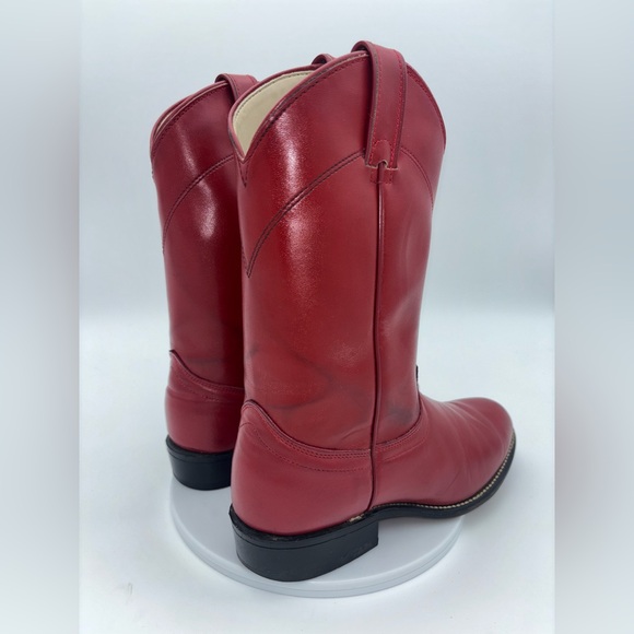 LOREDO Women’s Red Cowboy Boot Vintage Western Shoe Leather Cowgirl Roper 7.5 - Picture 7 of 12